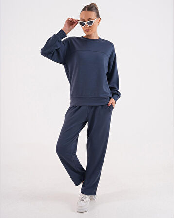 Modal Kumaş Sweatshirt Cepli Eşofman Takımı