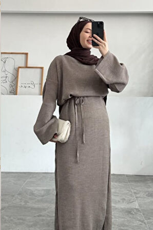 Kadın Volanlı Triko Tesettür Elbise