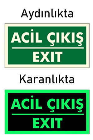 Fotolümen Fosforlu Acil Çıkış/exıt Yön Levhası