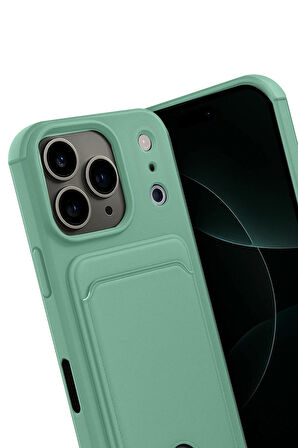iPhone 17 Pro Max ile Uyumlu Kart Bölmeli Premium Silikon Kılıf – Kelvin Serisi, Arka Kart Yuvalı, Soft Touch Mat Doku, Ultra İnce ve Parmak İzi Tutmaz Tasarım