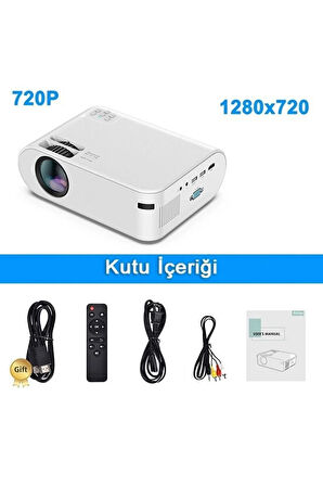 ShopFast P62 Akıllı Full HD Ev Ofis Kamp Açık Hava Sineması Mini Taşınabilir Video Projektör Çok Fonksiyonlu Kablosuz Wifi & Ios & Android Cep Tel Yansıtma Projeksiyon Cihazı 