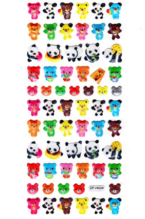 Işıltılı Sticker Kabartmalı Stiker Defter Planlayıcı Etiket (Dfh004)-18x9cm - Panda ve Ayı