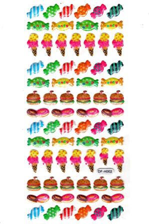 Işıltılı Sticker Kabartmalı Stiker Defter Planlayıcı Etiket (Dfh002)-18x9cm - Şeker Dondurma
