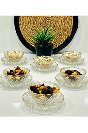 Beyaz, Kenarlari Gold Lokumluk, Sunumluk, İkramlik Kahve Yanı 6 Adet