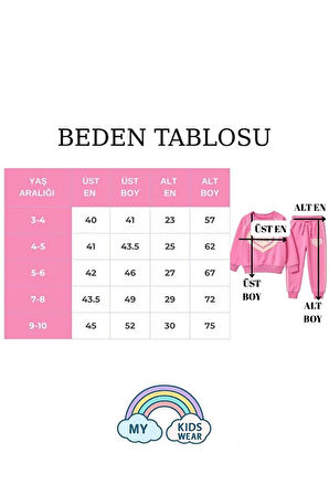 Kız Çocuk Kalpli Okul Eşofmanı – Love Desenli 3-10 Yaş 12043