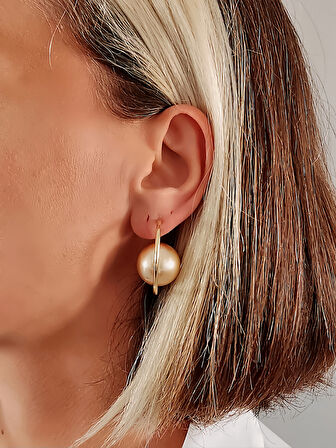 Hilal İnci Model Bronz Küpe