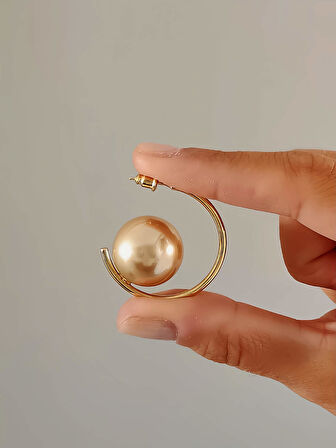 Hilal İnci Model Bronz Küpe