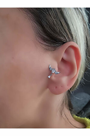 Angel Melek Kanat Kıkırdak Piercing Tragus Helix Silver Gümüş Renk Küpe