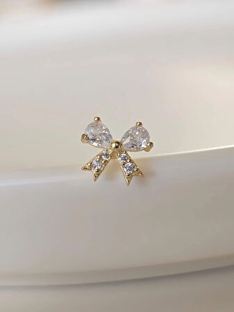 Fiyonk Kurdela Model Kıkırdak Piercing Tragus Helix Gold Renk Küpe
