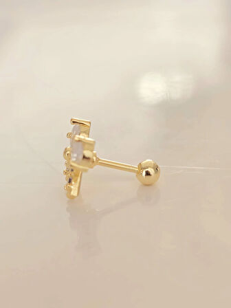 Fiyonk Kurdela Model Kıkırdak Piercing Tragus Helix Gold Renk Küpe