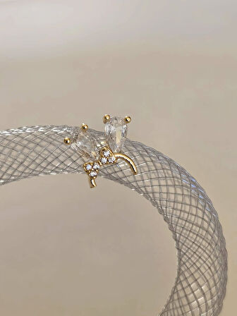 Fiyonk Kulak Model Kıkırdak Piercing Tragus Helix Gold Renk Küpe