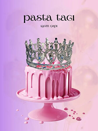 Pasta Tacı Doğum Günü Tacı Kraliçe Tacı Brithday Tacı Kına Düğün Damla Gümüş Kaplama 13cm