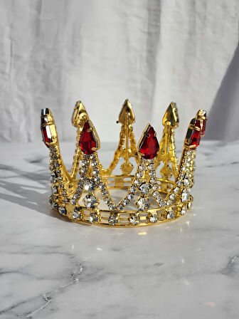 Pasta Tacı Doğum Günü Tacı Kraliçe Kral Tacı Brithday Tacı Kına Düğün Tacı Üçgen Gold Kırmızı Gümüş Kaplama 7cm