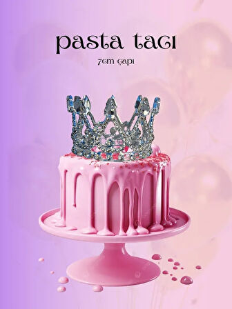 Pasta Tacı Doğum Günü Tacı Kraliçe Tacı Brithday Tacı Kına Düğün Elmas Gümüş Kaplama 7cm
