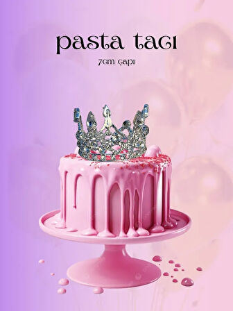 Pasta Tacı Doğum Günü Taçı Kraliçe Tacı Brithday Tacı Kına Düğün Zümrüt Gümüş Kaplama 7cm