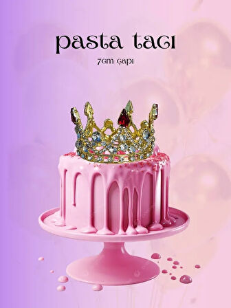 Pasta Tacı Doğum Günü Tacı Kraliçe Tacı Brithday Tacı Kına Düğün Zümrüt Kırmızı Gümüş Kaplama 7cm