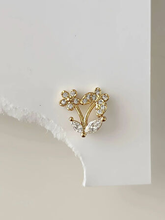 Kelebek Çiçek Yıldız Model Kıkırdak Piercing Tragus Helix Altın Gold Renk Küpe