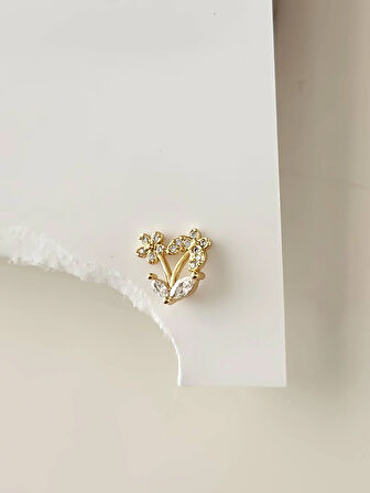 Kelebek Çiçek Yıldız Model Kıkırdak Piercing Tragus Helix Altın Gold Renk Küpe