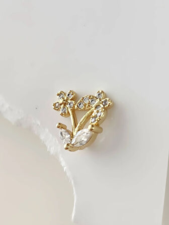 Kelebek Çiçek Yıldız Model Kıkırdak Piercing Tragus Helix Altın Gold Renk Küpe