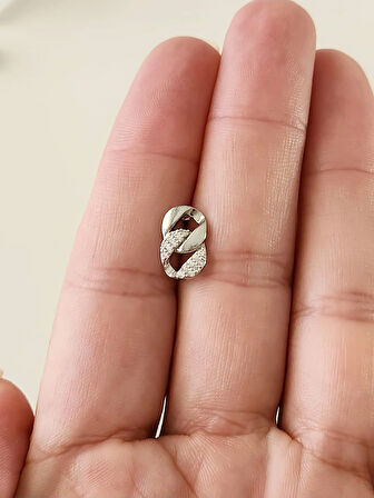 Gurmet Zincir Model Kıkırdak Tragus Helix Piercing Gümüş Renk Küpe