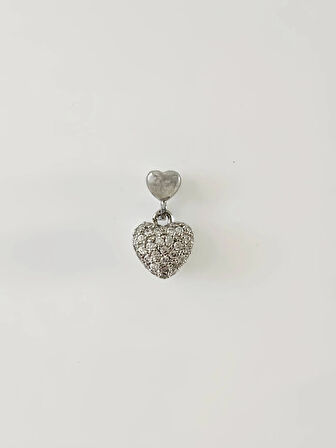 Kalp Bombeli Sallantılı Model Kıkırdak Tragus Helix Piercing Gümüş Renk Küpe