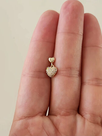 Kalp Bombeli Sallantılı Model Kıkırdak Tragus Helix Piercing Gold Altın Renk Küpe