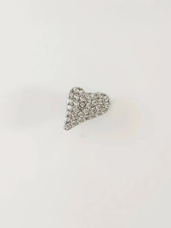 Kalp Zirkon Taşlı Model Kıkırdak Tragus Helix Piercing Gümüş Renk Küpe