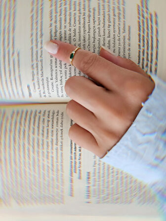 Zirkon Taşlı Eklem Kıkırdak Kemik Ayarlanabilir Model Yeşil Altın  Renkli Yüzük