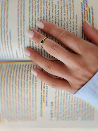 Zirkon Taşlı Eklem Kıkırdak Kemik Ayarlanabilir Model Yeşil Altın  Renkli Yüzük