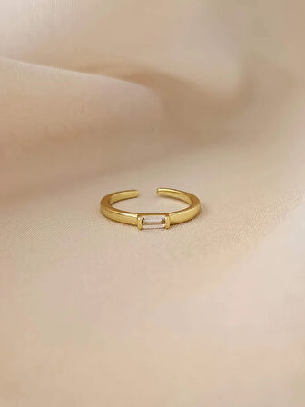 Zirkon Taşlı Ayarlanabilir Gold Altın Renkli Yüzük