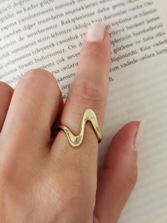 ZikZak Dalgalı Model Ayarlanabilir Gold Altın Renkli Yüzük