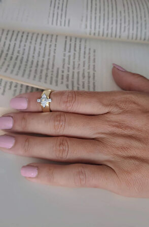 Kanat Melek Model Eklem Kıkırdak Kemik Ayarlanabilir Altın Renkli Yüzük