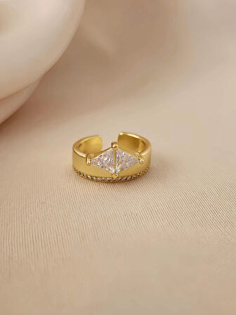 Baget Tektaş Model Eklem Kıkırdak Kemik Ayarlanabilir Altın Renkli Yüzük