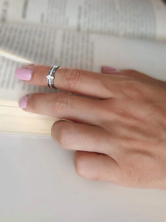 Baget Tektaş Model Eklem Kıkırdak Kemik  Ayarlanabilir Gümüş Renkli Yüzük