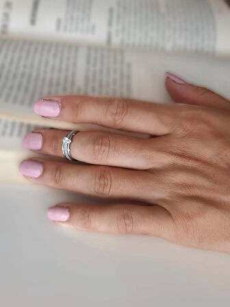 Baget Tektaş Model Eklem Kıkırdak Kemik  Ayarlanabilir Gümüş Renkli Yüzük