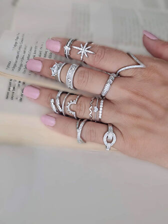 Baget Tektaş Model Eklem Kıkırdak Kemik  Ayarlanabilir Gümüş Renkli Yüzük