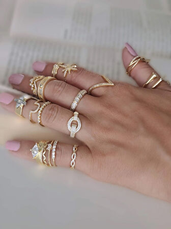 Baget Tektaş Model Eklem Kıkırdak Kemik Ayarlanabilir Altın Renkli Yüzük