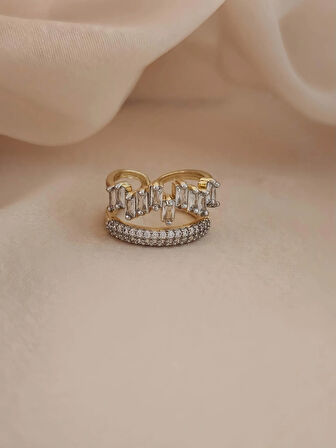 Baget Tektaş Prenses Model Eklem Kıkırdak Kemik Ayarlanabilir Altın Renkli Yüzük