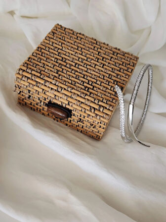 S Kıvrım Sarmal İki Sıralı Model Silver Renk Çelik Ayarlanabilir Bileklik Kelepçe