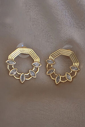 Mirror  Damla Çiçek Figür Altıgen Model Çelik Küpe