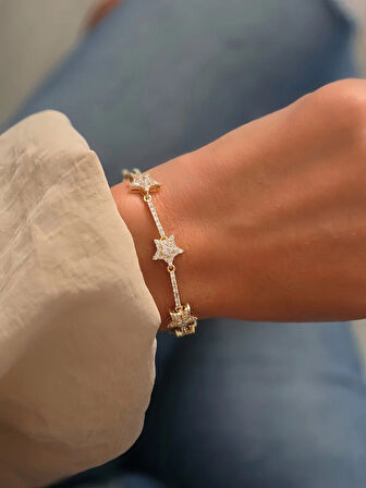 Yıldız Su Yolu 14k Altın Kaplama Çelik Bileklik