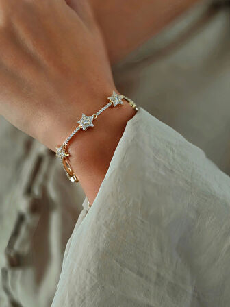 Yıldız Su Yolu 14k Altın Kaplama Çelik Bileklik