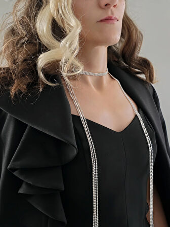 Gümüş Kaplama Üç Sıralı Su Yolu Şal Model Kolye