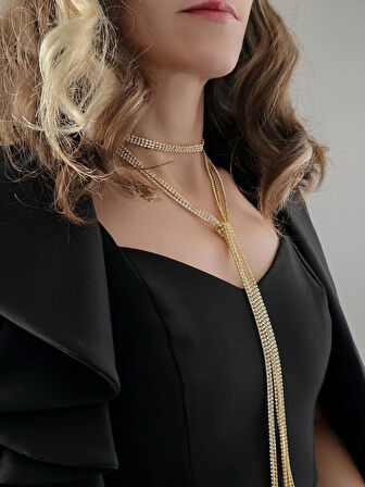 Altın Kaplama Üç Sıralı Su Yolu Şal Model Kolye