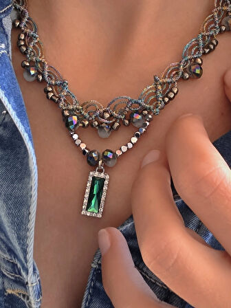 Makrome Bohem İp Örme Renkli El Yapımı Bağlamalı Kolye