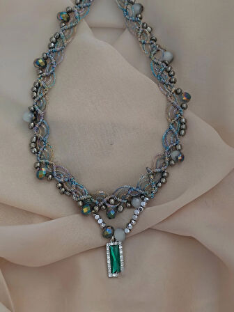 Makrome Bohem İp Örme Renkli El Yapımı Bağlamalı Kolye