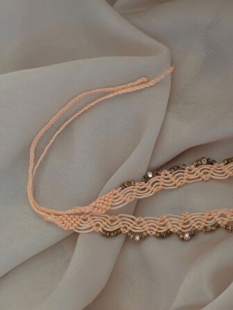 Makrome Bohem İp Örme Siyah El Yapımı Bağlamalı Kolye