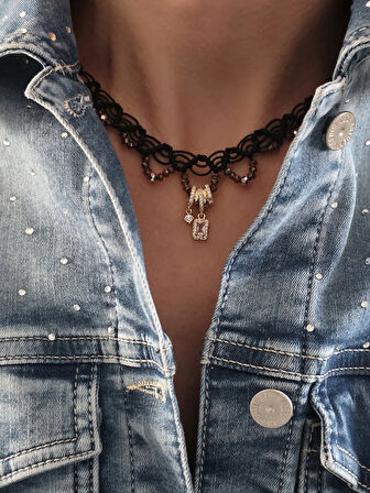 Makrome Bohem İp Örme Yavru Ağzı El Yapımı Bağlamalı Kolye