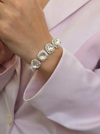 Riviere Kristal Taşlı Çiçek Model Şeffaf Renkli Bileklik