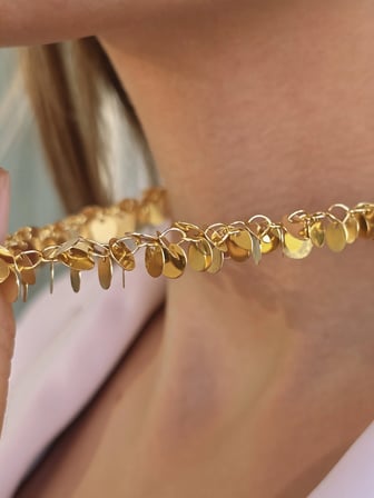Sıralı Arpa Pullu Model Altın Kaplama Kolye